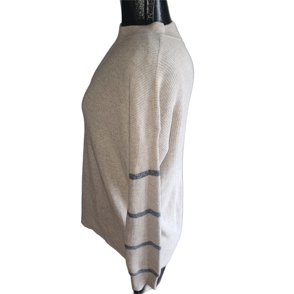 American Eagle Beige Jegging Fit Sweater with Grey Stripes XS - Picture 4 of 6